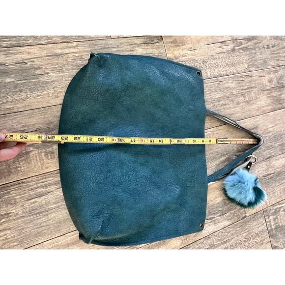 Free People Women's Teal Green Leather Shoulder Straps Tote Bag - Picture 6 of 12